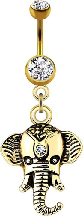 Produktbild Star Piercing Banane 14k vergoldet mit Anhänger Elefant (Chirurgenstahl 316L, Messing)