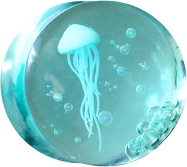 Produktbild Star Piercing Flared Plug Qualle Epoxy grün (ohne Messing, Organisch)