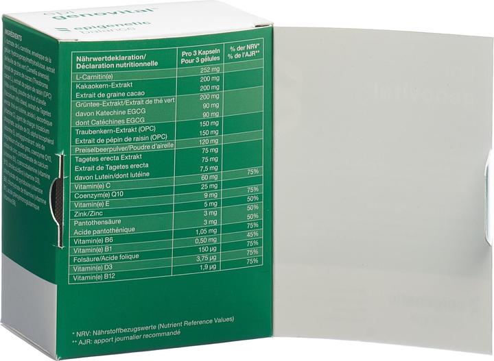 Nährwerte und Zutaten Epigenovital mehr Schwung fit und aktiv 90 Kaps (90 Stück, Kapseln, 86 g)