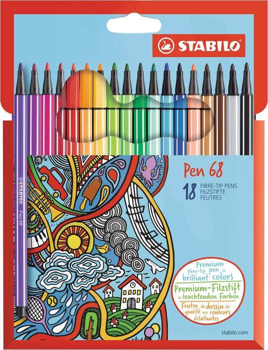 Produktbild STABILO Pen 68 Premium-Filzstift (Mehrfarbig, 18 x)