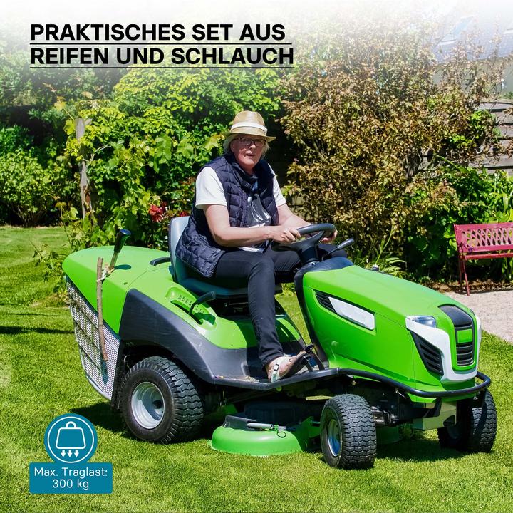 Actual product image Wiltec Tyre for lawn mower 16x6.50-8 4pr with innner tube and curved valve stem garden tractor (Lawn tractor, Tractor accessories)