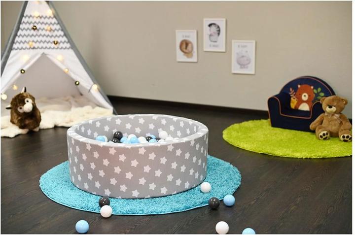 Actual product image Knorrtoys Ball pool soft - "Grey white stars" - 300 balls cream/grey/lightblue (approx. 6 diameters)