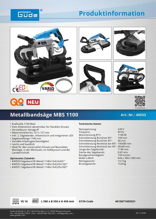 Actual product image Güde MBS 1100
