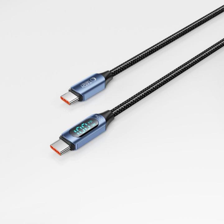 Actual product image Tech-Protect UltraBoost cable with LED display USB-C / USB-C PD 100W 5A 1m - blue (1 m)