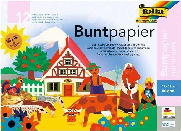 Actual product image Folia Coloured gummed paper assorted colours 80 gsm 12 sheets (80 g/m², 12 x)