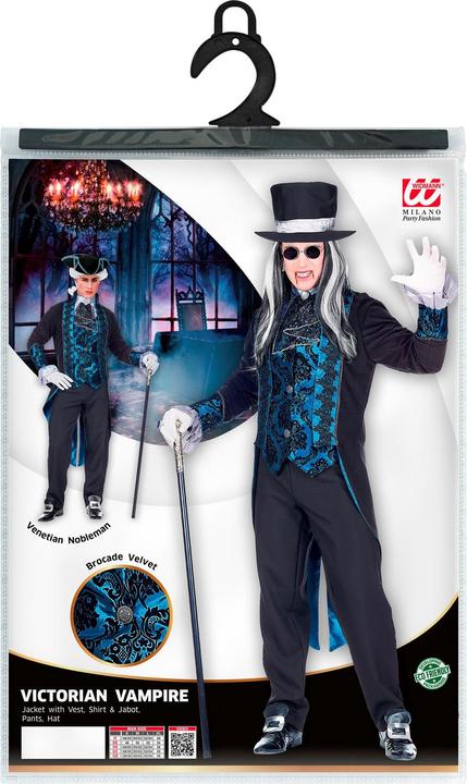 Immagine prodotto Widmann Signore vampiro vittoriano con giacca con gilet, camicia e jabot, pantaloni, cappello a cilindro (XL)
