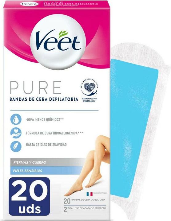 Veet BANDAS DE CERA depilatorias corporales pure piel sensible 20 u (20 x)