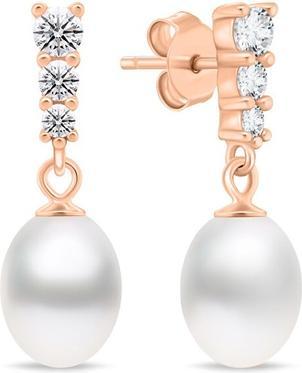 Image du produit Brilio Silver - Charmantes boucles d'oreilles plaquées or avec zircons et perles EA1046Y