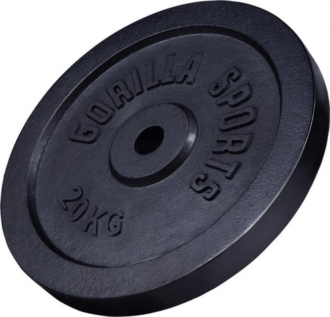 Produktbild Gorilla Sports Hantelscheibe Guss Schwarz 1,25-15 KG (1 x 20 kg)