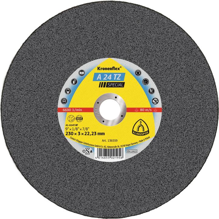 Actual product image Klingspor A 24 TZ Special - cutting-off wheels 230 x 3 x 22,23 mm
