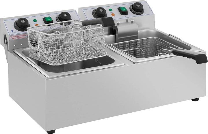 Actual product image Royal Catering Electric Deep Fryer - 2 x 10 L - Timer - 230 V (EU plug)