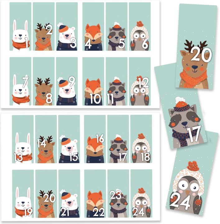Immagine prodotto Papierdrachen 24 adesivi con i numeri del calendario dell'Avvento, design n. 61