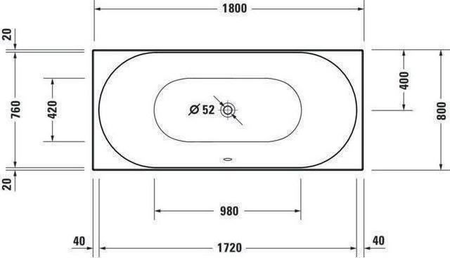Produktbild Duravit Badewanne D-NEO 180x80 Einbauversion 2 RS weiss (160 l, 180 cm, 80 cm)