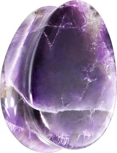 Star Piercing Flared Plug Tropfen aus Amethyst Stein (ohne Messing, Mineralisch)