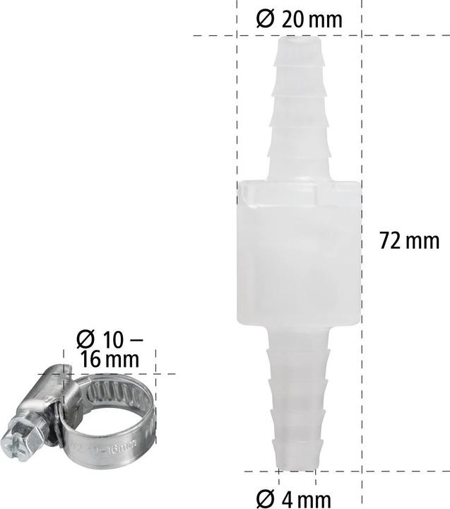 Actual product image Xavax Check valve, with 2 hose clamps, for max. Ø 10 mm
