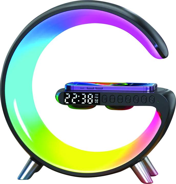 Actual product image Shenzhen 5-in-1 wireless charging station with alarm clock and LED light (9 W)