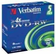 Image du produit Verbatim DVD-RW, 4x, 4,7 Go, paquet de 5 (5 x)