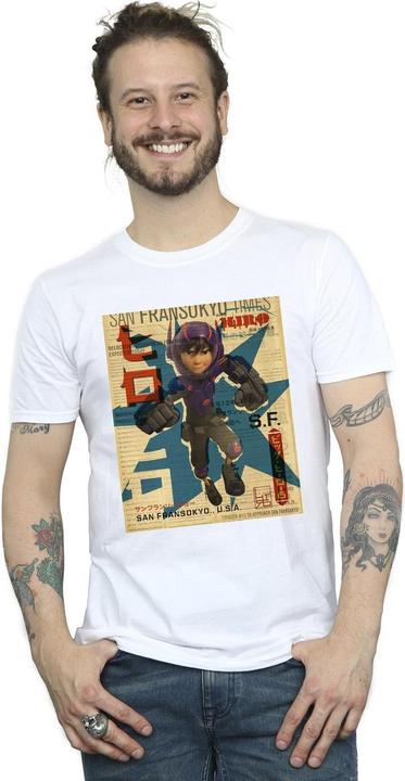Immagine prodotto Disney Big Hero 6 Baymax Hiro Newspaper Maglietta Uomo (4XL)