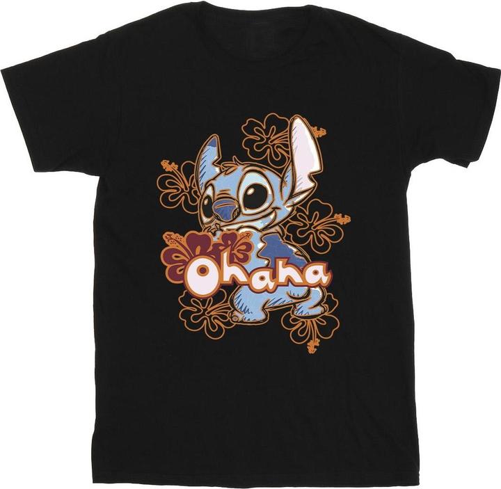 Disney Lilo And Stitch Ohana Orange Hibiscus TShirt Mädchen