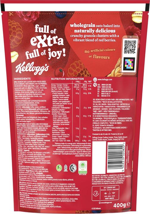 Nährwerte und Zutaten Kellogg's Extra Red Berries (419 g)
