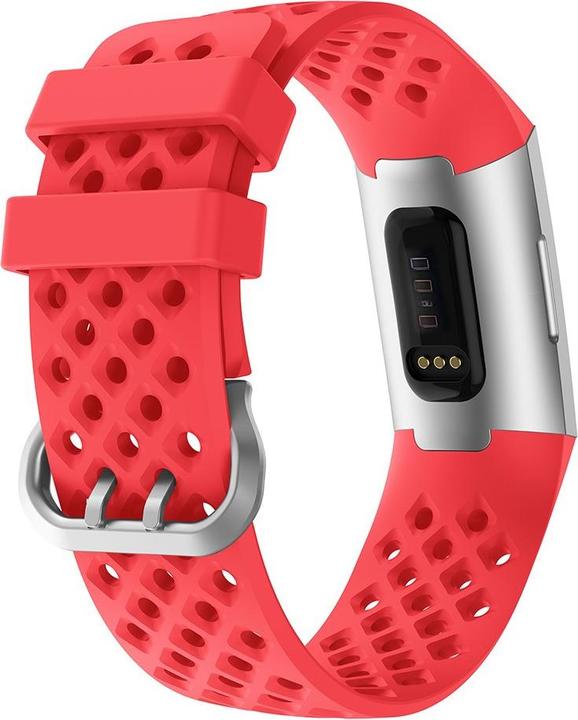 Actual product image Cover-Discount Fitbit Charge - silicone sports bracelet perforated red (Silicone, Charge 3, Charge 4)