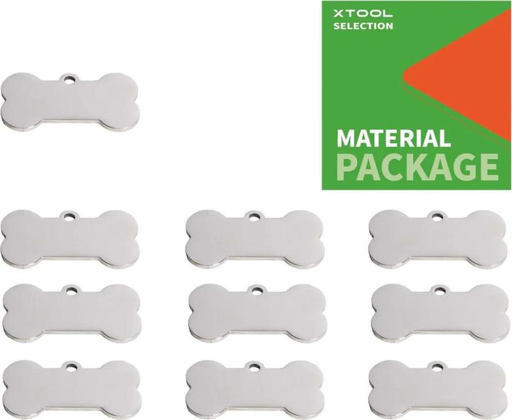Image du produit XTool Étiquette pour chien en acier inoxydable en forme d'os - 10 pcs