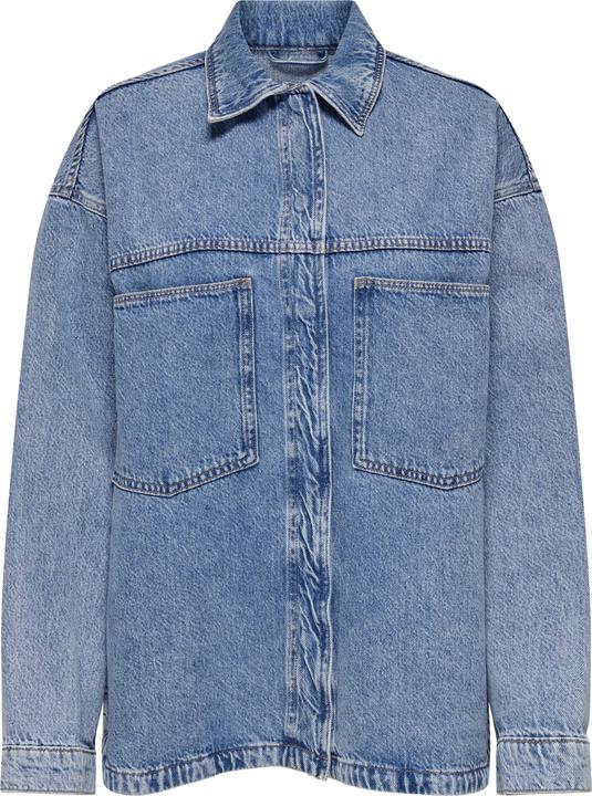 Only Normal geschnitten Hemdkragen Ärmelbündchen mit Knopf Tief angesetzte Schulter Jeanshemd Jeanshemd