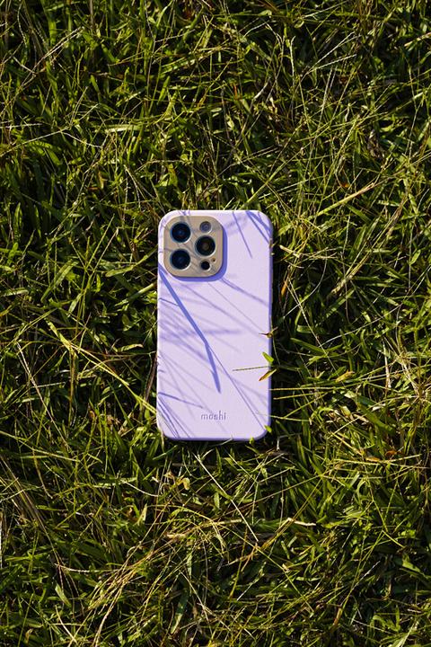 Actual product image Moshi Napa Slim MagSafe - Skórzane etui iPhone 14 Pro Max (Serene Gray) (Apple iPhone 14 Pro Max)