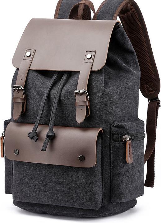 Only-Bags.Store Casual Travel Backpack In Leder und Segeltuch, Canvas Retro Herren Rucksack grosse Kapazität 20-35L