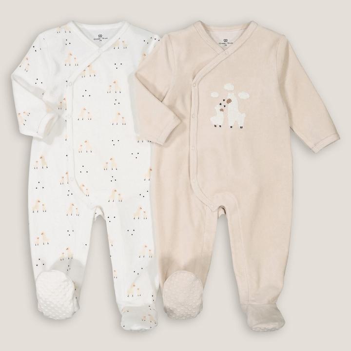 La Redoute Collections 2er-Pack Samt-Strampler mit Lama-Motiven