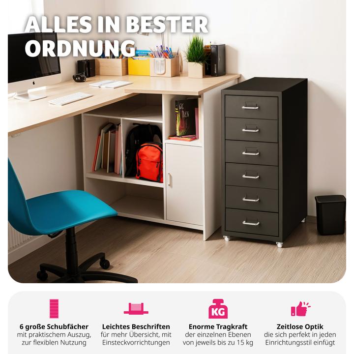 Produktbild tectake Rollcontainer (41 x 28 x 69 cm)