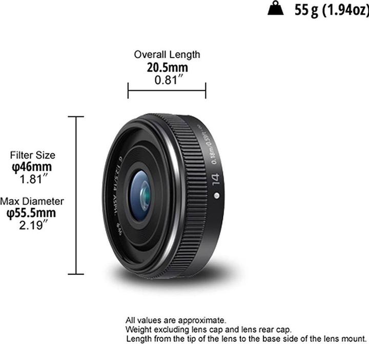Image du produit Panasonic 14mm f/2.5 II ASPH. (Micro Four Thirds, Micro Four Thirds)
