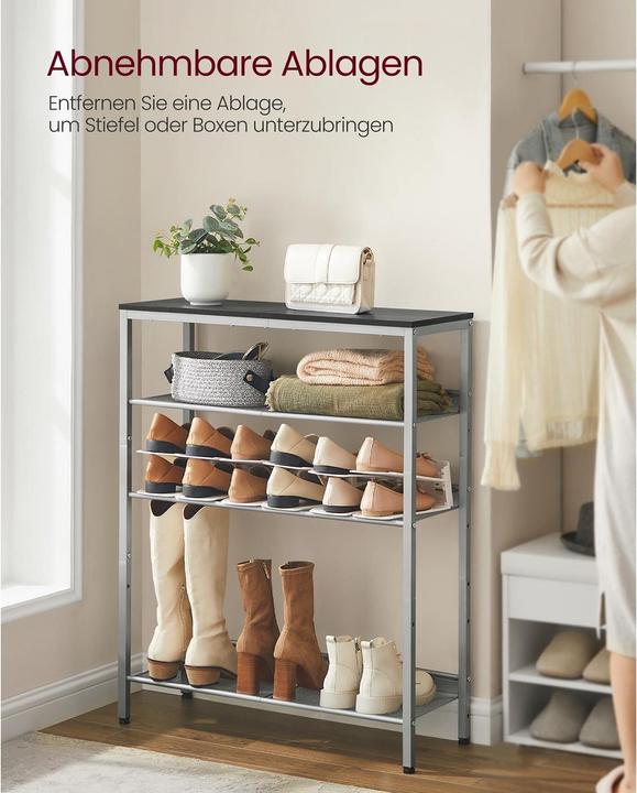 Image du produit Vasagle Étagère à chaussures argentée, noire 75,0 x 28,0 x 93,0 cm