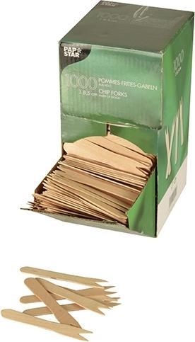 Actual product image Papstar French fries forks wood pure (1000 x)