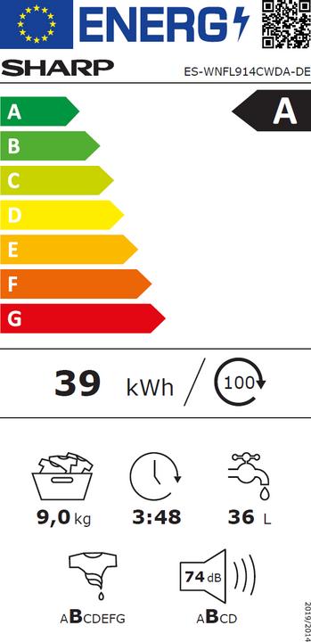 Etichetta energetica Sharp ES-WNFL914CWDA-EN (9 kg, A sinistra)