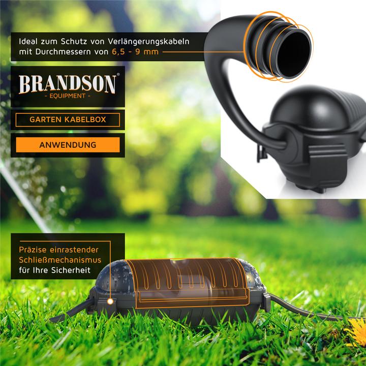 Image du produit Bearware 2x Kabelbox outdoor schwarz 210 x 85mm, IP44 Garten Schutzbox wetterbeständig für Verlängerungskabel