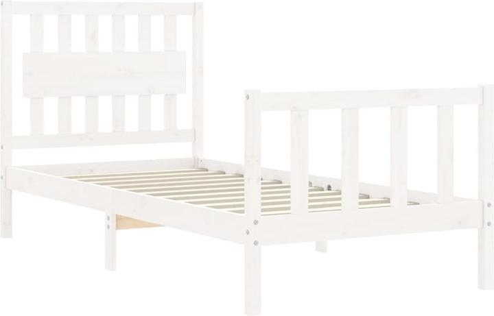 Produktbild VidaXL Massivholzbett mit Kopfteil Weiss 100x200 cm (100 x 200 cm)