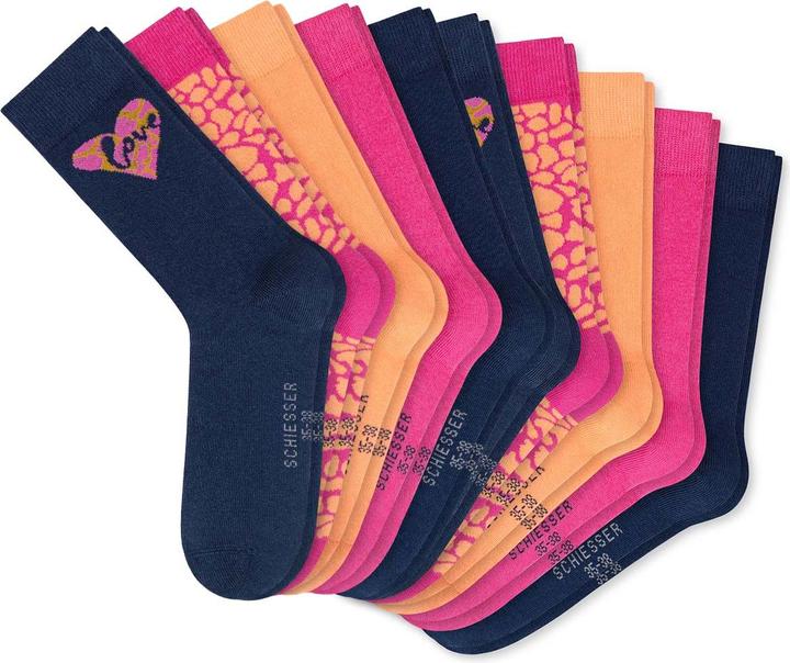 Schiesser 10er Pack Love Kindersocken Mädchen (10er Pack, 39 - 42)