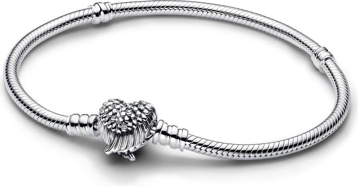 Pandora Flügel Herzverschluss Schlangen Gliederarmband (23 cm, Silber 925)