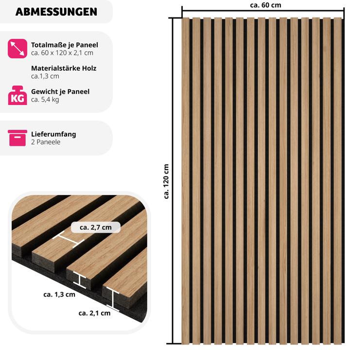 Produktbild tectake 2er Set Akustikpaneele Sonic Wall Holzoptik (2 Stk.)