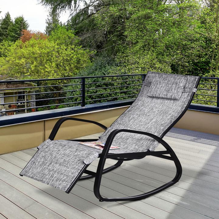 Produktbild Outsunny Schaukelstuhl mit verstellbarer Rückenlehne und Fussstütze (69 cm)