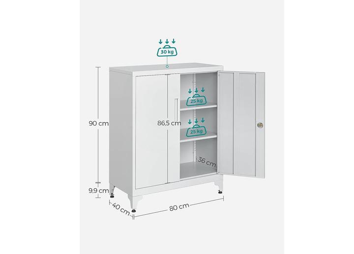 Produktbild Songmics Metall-Lagerschrank 40 x 80 x 90 cm, Weiss (80 x 90 x 40 cm)