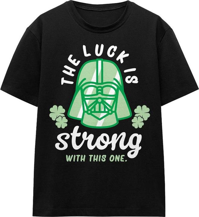 Actual product image Star Wars Unisex Adult Strong Luck Darth Vader St Patricks Day T-Shirt (M)
