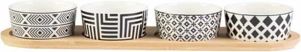Immagine prodotto Excellent Houseware Vassoio in bambù con 4 ciotole in ceramica