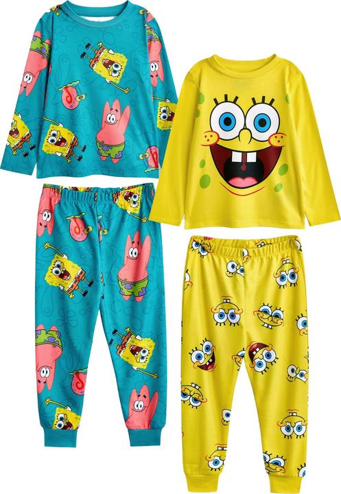 Spongebob Squarepants Childrens/Kids Big Face All-Over Print Long Pyjama Set (Pack of 2)