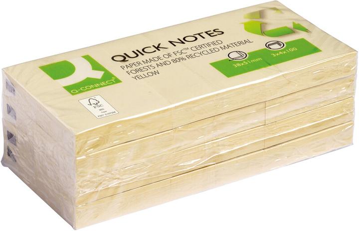 Produktbild Q-Connect Haftnotizen Quick Notes Recycling gelb (38 x 51 mm)