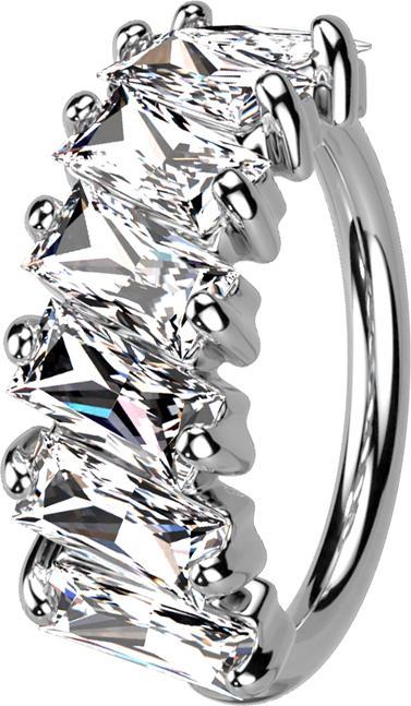 Star Piercing Micro Piercing Ring silber Prinzess Kristalle diagonal (Messing)