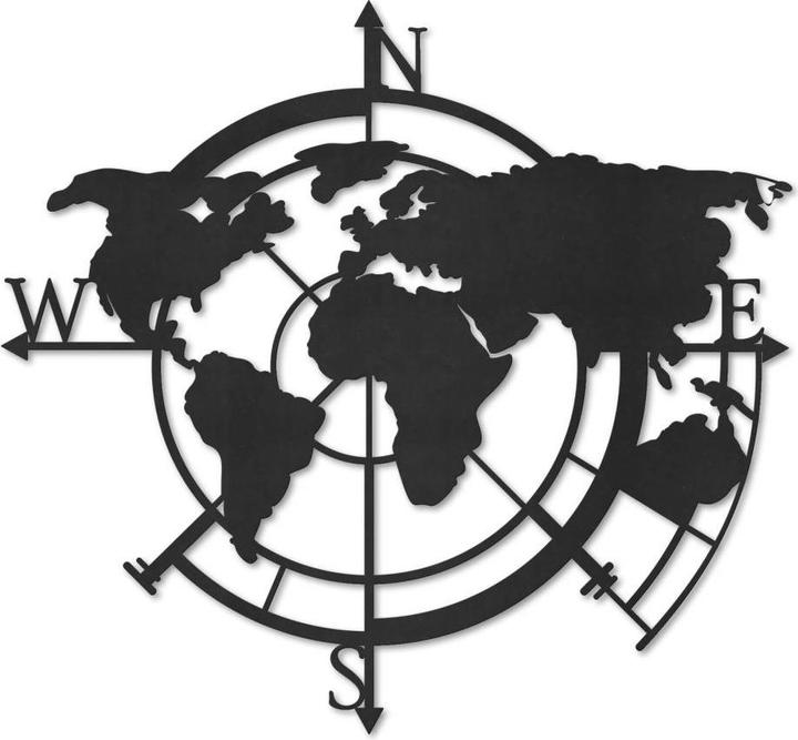 Image du produit Trenddeko Carte du monde points cardinaux 02 (60 x 58 cm)