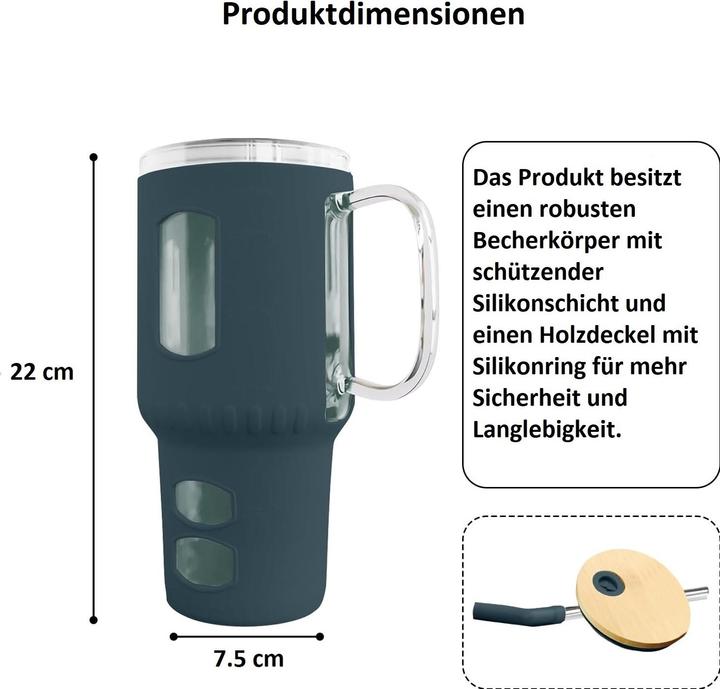 Image du produit Gewürzladen Näfels Glasbecher mit Strohhalm & Bambusdeckel (0.96 l)