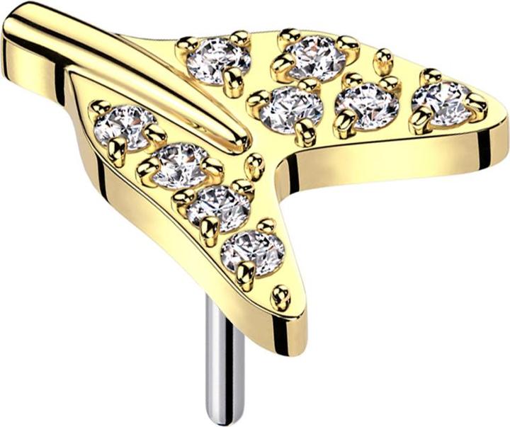 Produktbild Star Piercing Threadless Haifisch Schwanzflose vergoldet Kristalle silber (ohne Messing, Titan G23)